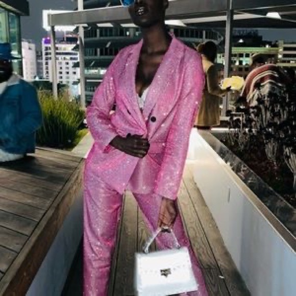 Pink glitter Suit blazer and pants set - Picture 1 of 3